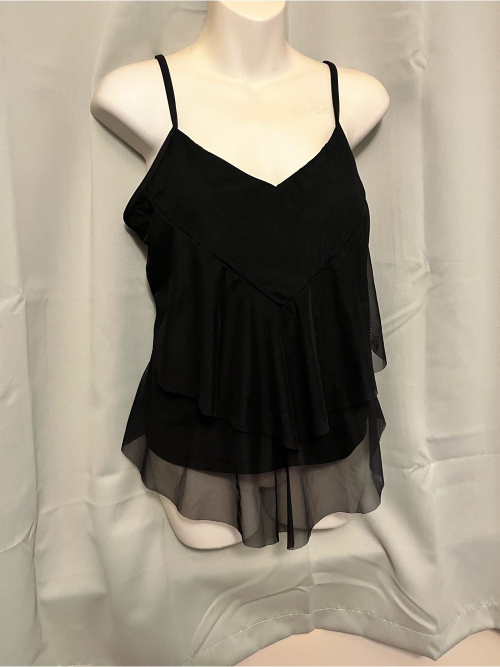 Soft Surroundings Black Layered Chiffon Swim Cami
